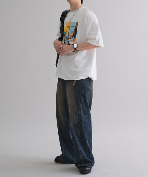 Tシャツ(半袖+袖なし)   -  JEANS epnok tシャツ グラフィックルーズ半袖Tee メンズ レディース