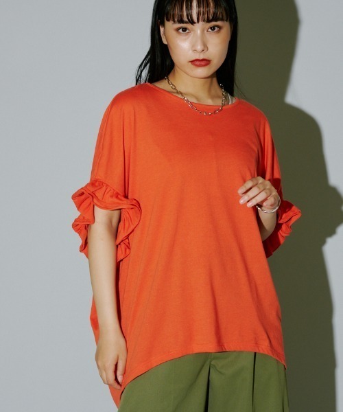 MOmo❣️ページ terrace tシャツ フリルルーズカットプルオーバー レディース
