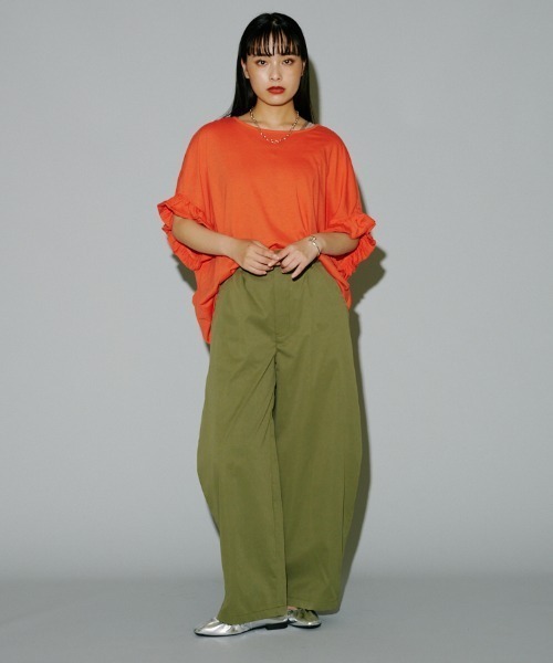 MOmo❣️ページ terrace tシャツ フリルルーズカットプルオーバー レディース