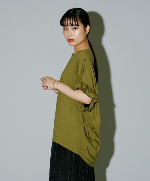 terrace tシャツ フリルルーズカットプルオーバー レディース