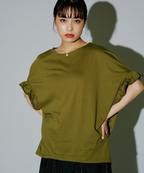MOmo❣️ページ terrace tシャツ フリルルーズカットプルオーバー レディース