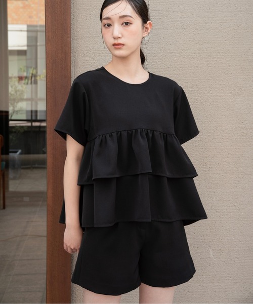 double frill tops / ダブルフリルトップス レディース