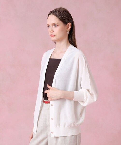 新品タグ付き◇ANAYI アナイ　コットンナイロンスムースVネックカーディガン ANAYI - 新品タグ付き◇ANAYI アナイ コットンナイロンスムースVネック