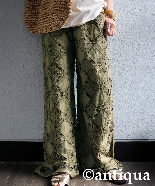 【値下げ】antiqua 　レースタックパンツ　Ｌsize antiqua パンツ レースタックパンツ レディース : ZOZOTOWN