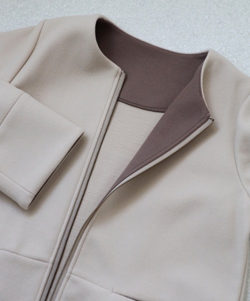 「＆HALF」 「noa-ge」ノーカラーコート M ダークグレー レディース_画像4