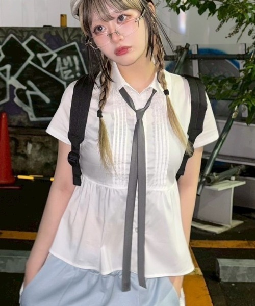 ブラウス シャツ 「runningHIGH」PIN TUCK FRILL SHIRTS レディース