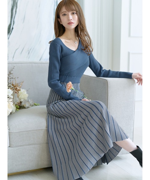 エミリアウィズ ブルー emiriawiz（エミリアウィズ） ニットワンピース SMALL ブルー