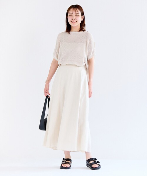 ニット セーター 「洗える/抗菌防臭」メッシュ ハーフスリーブ ニット レディース UNFILO ニット セーター 「洗える/抗菌防臭」メッシュ ハーフ