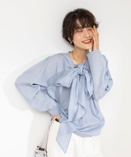 「Rie Miller」 長袖チュニック 38 サックスブルー レディース