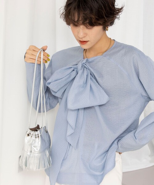 「Rie Miller」 長袖チュニック 38 サックスブルー レディース