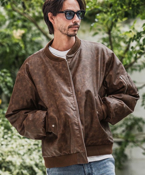 USA製 MA-1 レザージャケット ブルゾン 本革 ライナー付き ブラウン Alpha Industries（アルファインダストリーズ）の「【直営店限定】MA-1