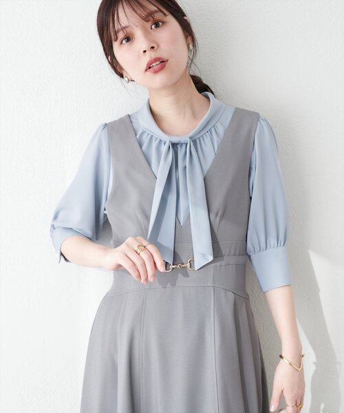 natural couture 「natural couture」 7分袖ブラウス FREE サックス