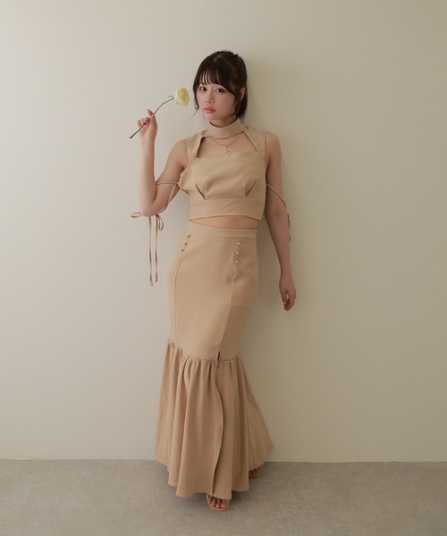 パトゥ 25SS コットン ギャバジン クロップドジャケット スカート  