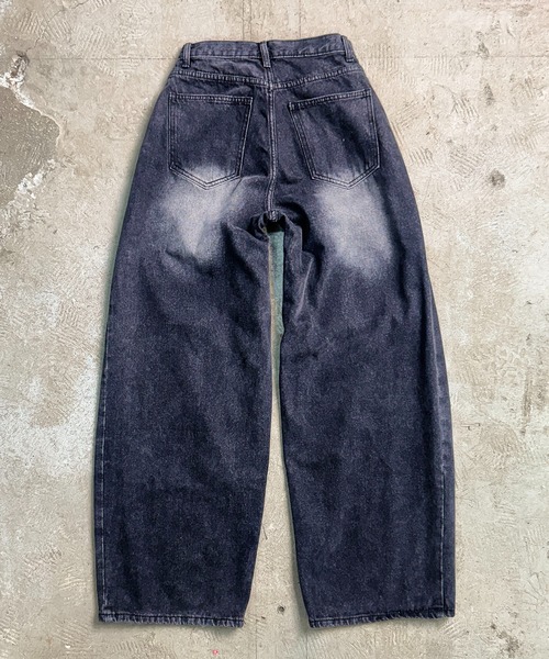 デニムワイドパンツ MAISON SELECT ジーンズ デニム デニムパンツ 7D36 クラッシュ