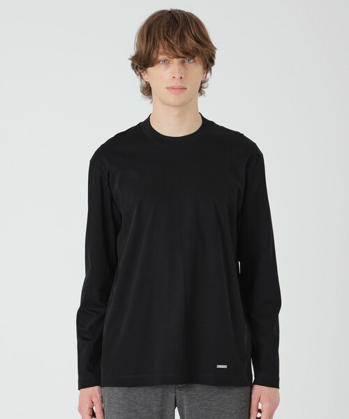 新品 ブラックレーベルクレストブリッジ 袖チェック 長袖カットソー ロンT 黒M BLACK LABEL CRESTBRIDGE（ブラックレーベル クレストブリッジ） t