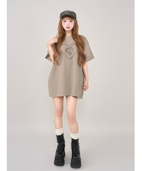 Darich tシャツ ハートキーフェードビッグTシャツ レディース