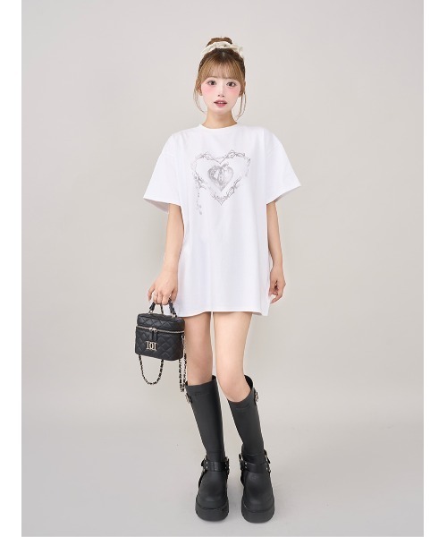 ダーリッチ ハートモチーフロングTシャツ ダーリッチ darich ハートモチーフロングTシャツ BLK