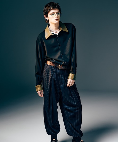 glamb（グラム） シャツ Synth Leather Collar Shirt / シンセレザー