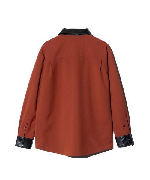 Synth Leather Collar Shirt /シンセレザーカラーシャツ glamb（グラム） シャツ Synth Leather Collar Shirt / シンセレザー