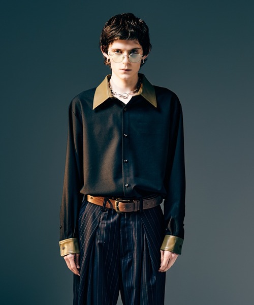glamb（グラム） シャツ Synth Leather Collar Shirt / シンセレザー