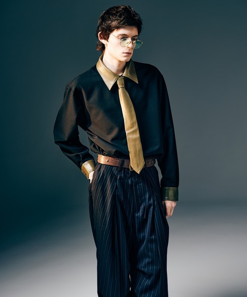 glamb（グラム） シャツ Synth Leather Collar Shirt / シンセレザー