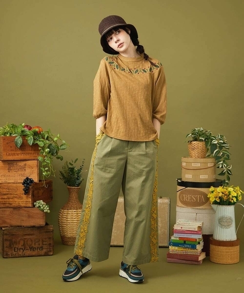 Jocomomola（ホコモモラ） tシャツ Nube ジャカード半端袖カットソー