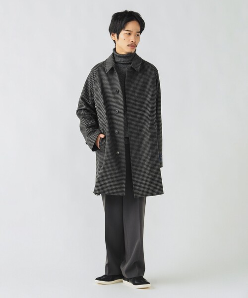 0909 チェック柄 ステンカラーコート BEAMS HEART（ビームス ハート） ステンカラーコート コート 140S