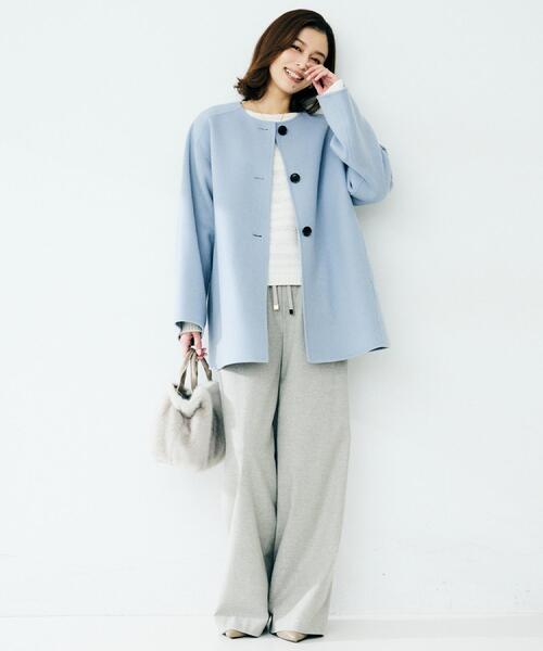 UNTITLED（アンタイトル） ノーカラーコート コート 「ミディ丈/軽やか