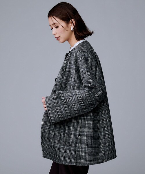 UNTITLED（アンタイトル） ノーカラーコート コート 「ミディ丈/軽やか