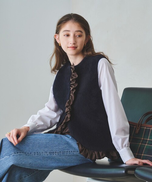 UNITED ARROWS フリル ジレ ベスト ブラック ペプラム UNITED ARROWS・Pフリル ベスト ペプラム - メルカリ