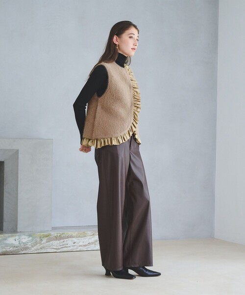 UNITED ARROWS ベスト ジレ フォックスカシミヤ フリルコンビ