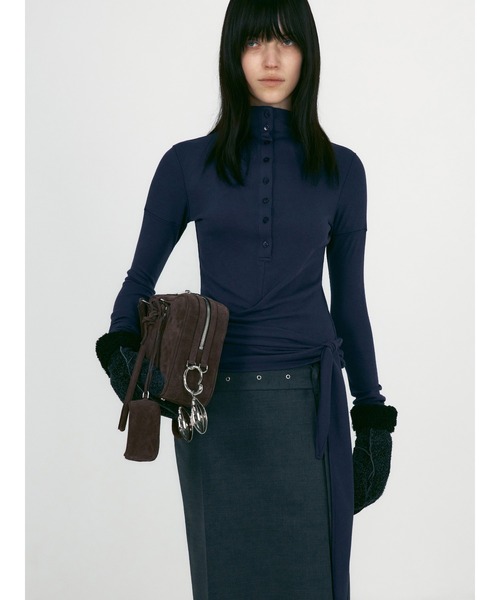 Low Classic Button Up Wrap T-shirt ハイネック LOW CLASSIC（ロウクラシック） tシャツ BUTTON UP WRAP T-SHIRT