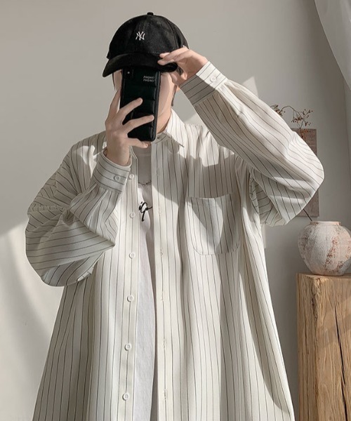 ストライプロングシャツ マルチストライプロングシャツ