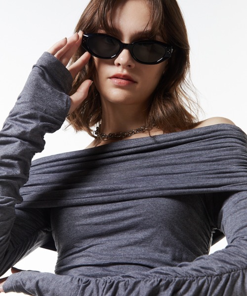 JOSE MOON（ジョゼムーン） tシャツ GATHER OFFSHOULDER LONG TOPS