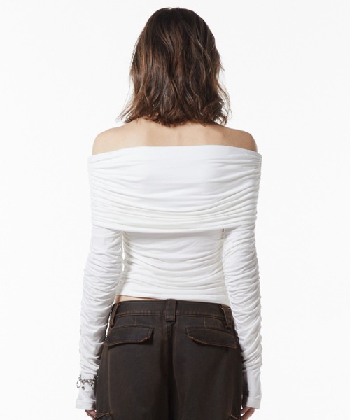 JOSE MOON（ジョゼムーン） tシャツ GATHER OFFSHOULDER LONG TOPS