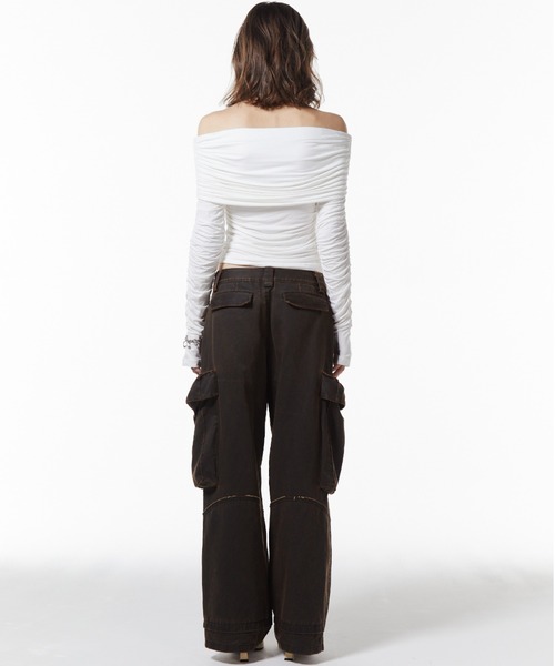 JOSE MOON（ジョゼムーン） tシャツ GATHER OFFSHOULDER LONG TOPS