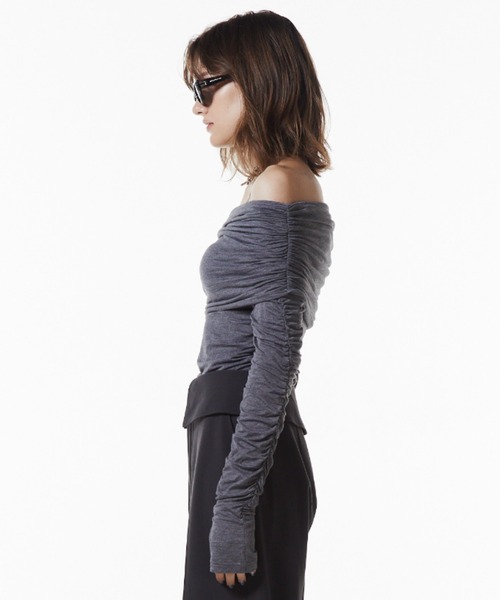 JOSE MOON（ジョゼムーン） tシャツ GATHER OFFSHOULDER LONG TOPS