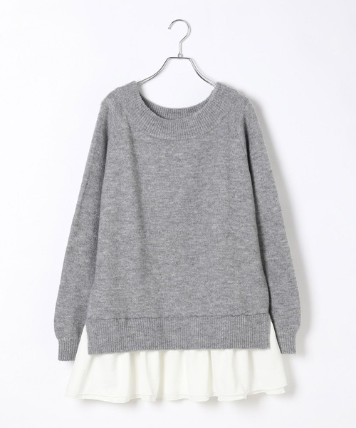 Heather（ヘザー） ワンピース ドッキングフリルニットワンピース