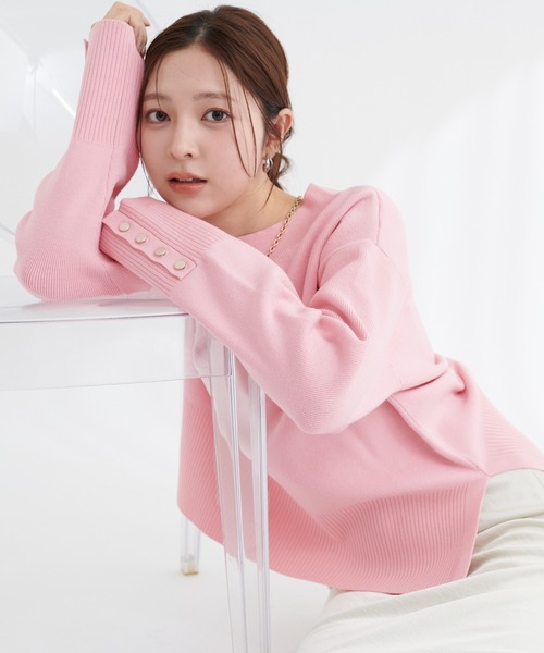 AMERI ピンクニットセーター 長袖 Ameri（アメリ）｜ニット/セーター（ピンク系）一覧 - WEAR
