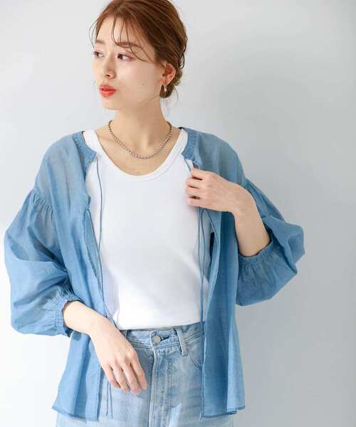 「URBAN RESEARCH Sonny Label」 半袖ブラウス FREE ライトブルー レディース_画像3
