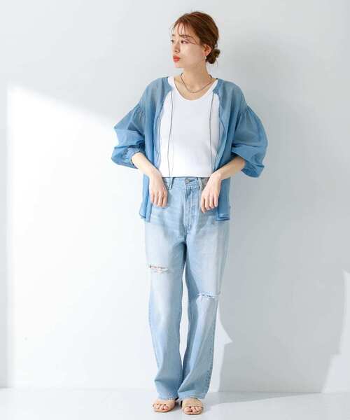 「URBAN RESEARCH Sonny Label」 半袖ブラウス FREE ライトブルー レディース_画像7