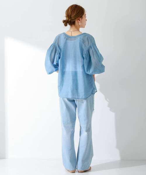 「URBAN RESEARCH Sonny Label」 半袖ブラウス FREE ライトブルー レディース_画像9