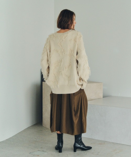 Editt by YECCA VECCA ニット セーター スター柄フリンジルーズニット