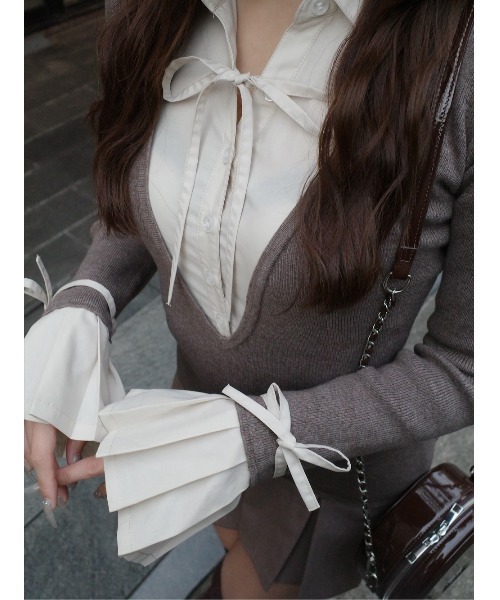 Darich（ダーリッチ） ワンピース シャツドッキングプリーツミニ