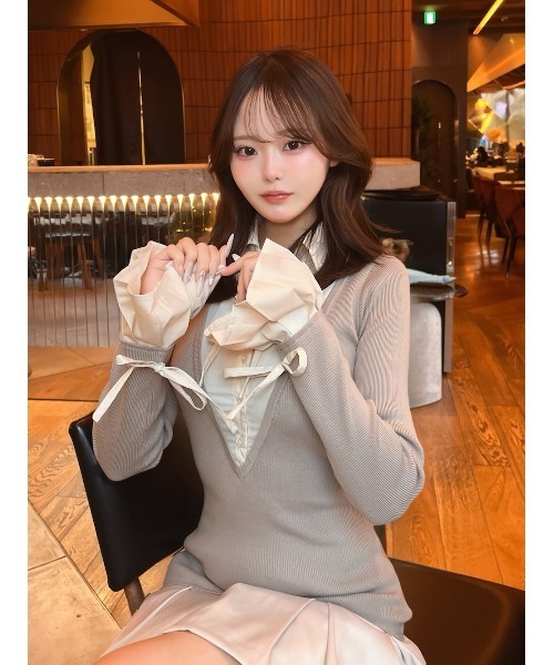 ダーリッチ シャツドッキングプリーツミニワンピース ダーリッチ