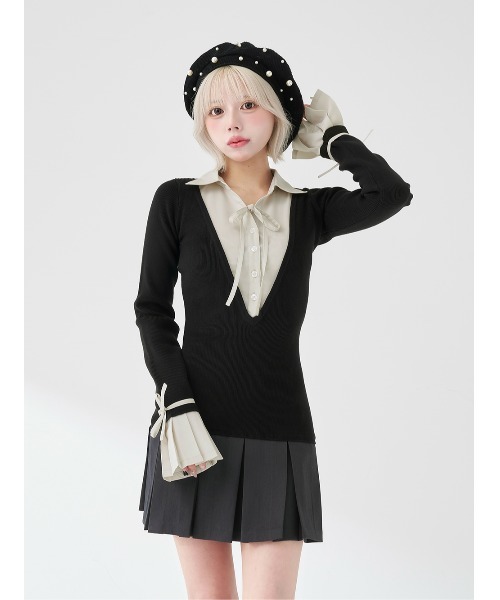 yori__様　 【Darich】シャツドッキングプリーツミニワンピース シャツドッキングプリーツニットミニワンピース – Darich (ダーリッチ)