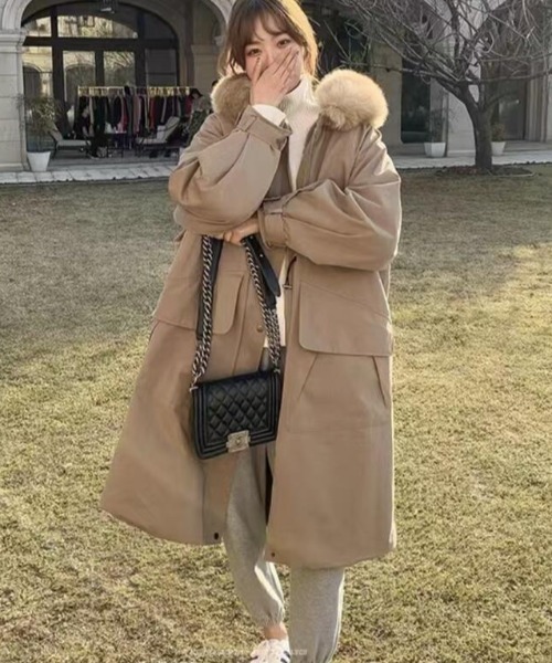 モッズコート コート ウエスト絞りのロングコート レディース