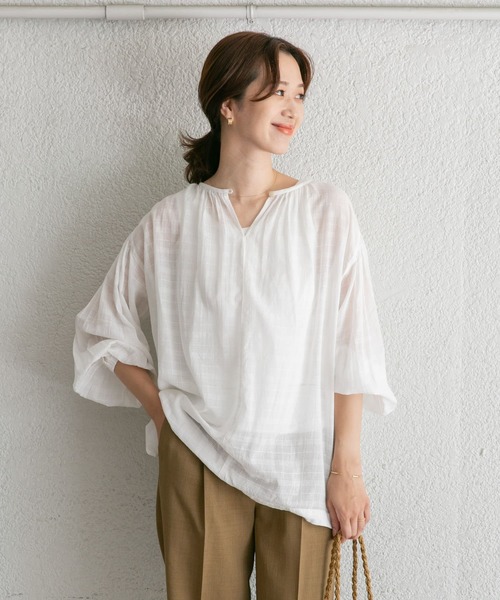 「URBAN RESEARCH DOORS」 長袖ブラウス MEDIUM ホワイト レディース_画像6