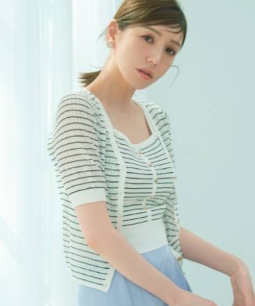 「CELFORD」 半袖ニット FREE ネイビー レディースの画像