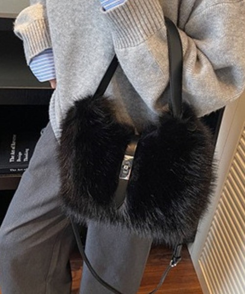 新品◆限定 高級本革&ミンク毛皮使用！2wayショルダーバッグ /毛皮ファー suppli mohh（サプリモー） ショルダーバッグ バッグ フェイクファー